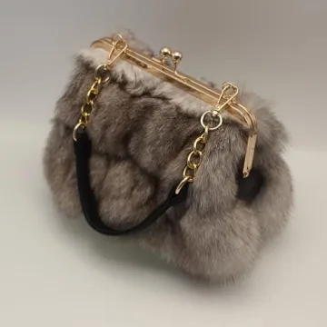 Luxurious Fashion Natural Fox Fur Handbag for Women