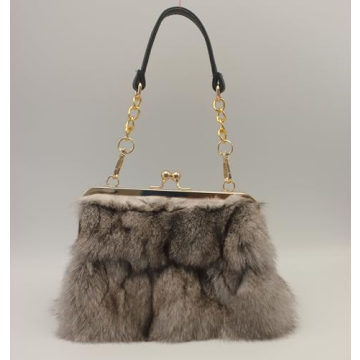 Luxurious Fashion Natural Fox Fur Handbag for Women