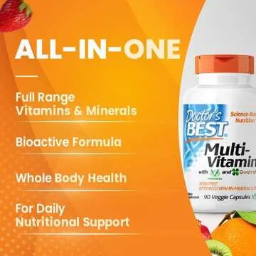 Doctor's Best Multi-Vitamin, Formulation Fully Optimized for Absorption, Multivitamin with Minerals, Vitamins, Antioxidants, Non-GMO, Vegan, Gluten Free, 90 Veggie Caps