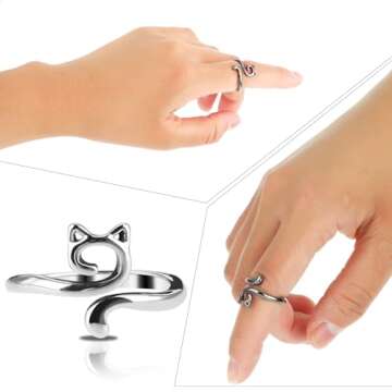 YUXIANLB 4pcs Knitting Crochet Loop Ring for Fingers Metal Open Yarn Guide Crochet Rings Adjustable ...