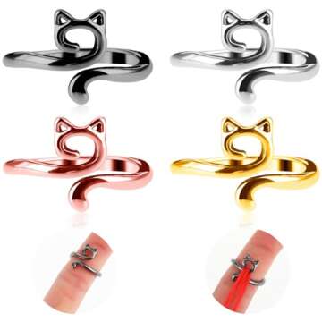 YUXIANLB 4pcs Knitting Crochet Loop Ring for Fingers Metal Open Yarn Guide Crochet Rings Adjustable Braided Faster Knitting Thimbles Holders Accessories for Crochet Mother Grandma Gifts (Multicolor)