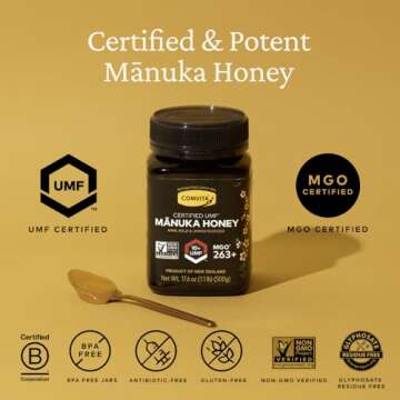 Comvita Manuka Honey (UMF 10+, MGO 263+) New Zealand’s #1 Manuka Brand | Premium Superfood for Nourishing Wellness | Raw, Wild, Non-GMO | 8.8 oz