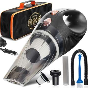 Portable 12V Car Vacuum Cleaner with Attachments