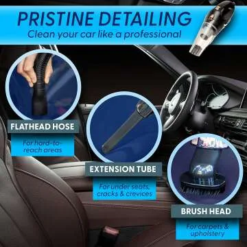 Portable 12V Car Vacuum Cleaner with Attachments