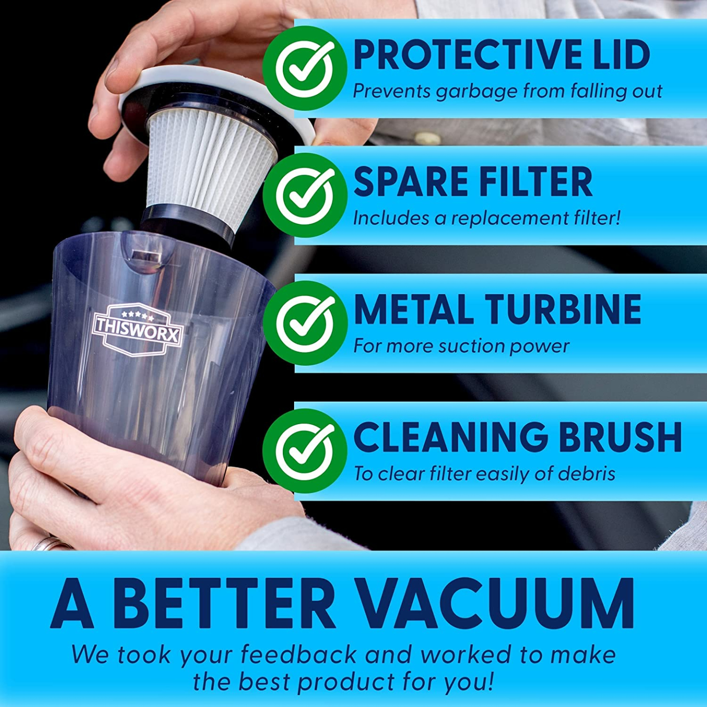 Portable 12V Car Vacuum Cleaner with Attachments