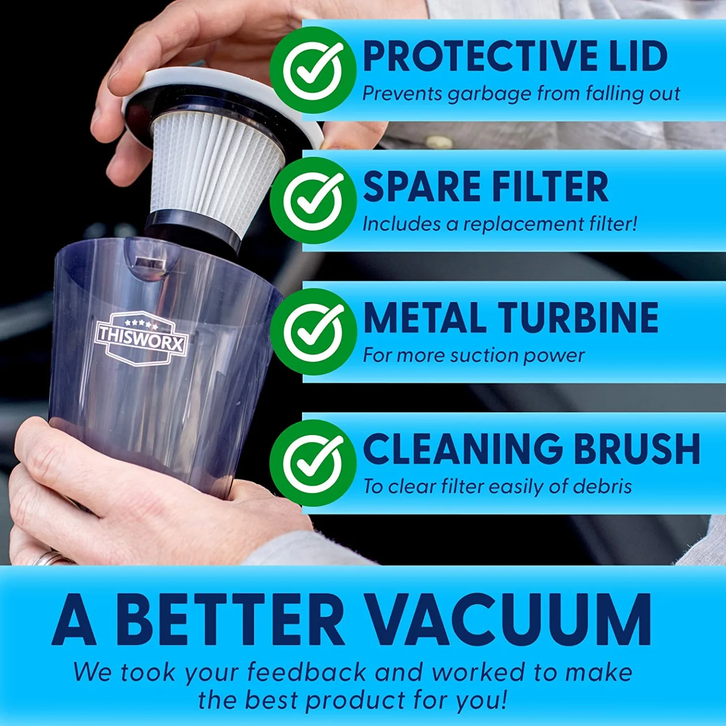 Portable 12V Car Vacuum Cleaner with Attachments