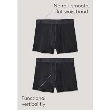 Pact Men's Underwear Boxer Briefs, Organic Breathable Cotton Underpants with Vertical Fly, 2 Pack, Black