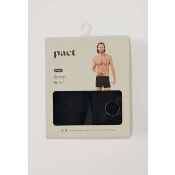 Pact Men's Underwear Boxer Briefs, Organic Breathable Cotton Underpants with Vertical Fly, 2 Pack, Black