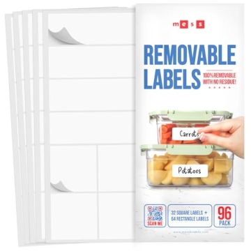 MESS 96-Pack Erasable Kitchen Labels for Containers & Jars