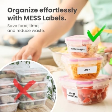 MESS 96-Pack Erasable Kitchen Labels for Containers & Jars