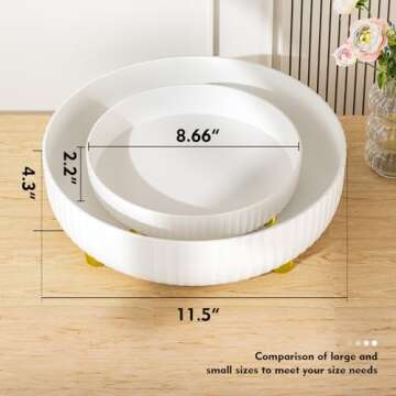 Bathroom Organizers and Storage - 360° Rotating Storage Tray, Lazy Susan Organizer, Cosmetics and Perfume Organizer, Desktop Storage Tray for Cosmetics and Skincare Products, White