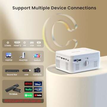 BIGASUO HD 9000L Bluetooth Projector Built in DVD Player, Mini Outdoor Movie Projector 1080P and 250”Supported with Tripod and Carry Bag, Compatible w/ TV Stick, PS5, Laptop