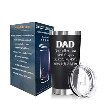 NewEleven Christmas Gift For Dad - Birthday Gifts For Dad From Daughter, Son, Kids - Husband Gifts - Birthday Present Ideas For Father, Husband, New Dad, Bonus Dad From Daughter, Son - 20 Oz Tumbler