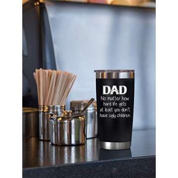 NewEleven Christmas Gift For Dad - Birthday Gifts For Dad From Daughter, Son, Kids - Husband Gifts - Birthday Present Ideas For Father, Husband, New Dad, Bonus Dad From Daughter, Son - 20 Oz Tumbler