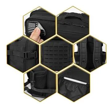 QT&QY 25L Military Tactical Backpacks For men Survival Army Laser cut Molle Daypack small EDC Bug Out Bag Gym Rucksack With Dual Cup Holders medical Rucksack Black