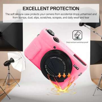 Easy Hood G7X Mark II Case G7X Camera Silicone Case, Soft Silicone Protective Cover for Canon Powershot G7X Mark II DSLR Camera (Pink)