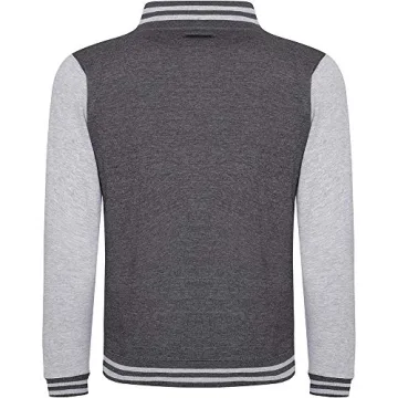 Stylish AWDis Unisex Varsity Jacket in Burgundy and Grey