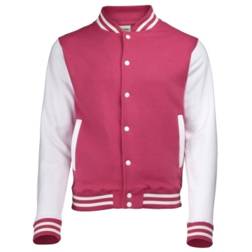 Stylish AWDis Unisex Varsity Jacket in Burgundy and Grey
