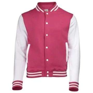 Stylish AWDis Unisex Varsity Jacket in Burgundy and Grey