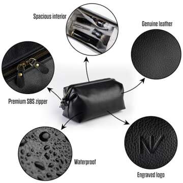 NV Holders Premium Genuine Leather Toiletry Bag for Men - The Ultimate Travel Dopp Kit and Hygiene O...