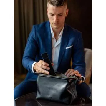 NV Holders Premium Genuine Leather Toiletry Bag for Men - The Ultimate Travel Dopp Kit and Hygiene Organizer, Perfect Men's Toiletry Travel Bag (Black)