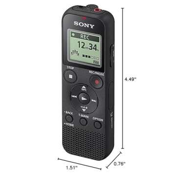 Sony ICD-PX370 Mono Digital Voice Recorder with Built-In USB Voice Recorder,black