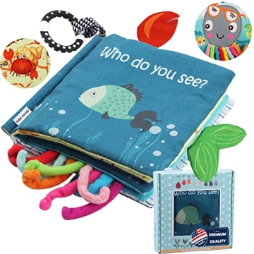 Fish Soft Baby Book Toys,Touch and Feel Cloth Crinkle Books for Babies, Infant Baby Toys 0-3-6-12-18...