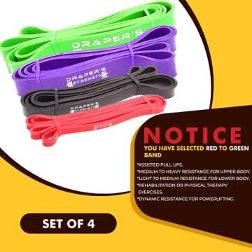 DRAPER'S STRENGTH Heavy Duty Resistance Stretch Loop Bands for Powerlifting Workout Exercise and Ass...
