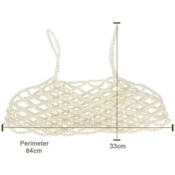 Women Sexy Pearls Beaded Cami Top Pearl Crop Top Spaghetti Strap Bra Cover up Top Tank Top Party Streetwear (One Size, Style-A)