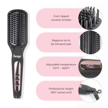 L'ANGE HAIR Le Vite Hair Straightener Brush | Heated Hair Straightening Ceramic Flat Iron for Smooth...