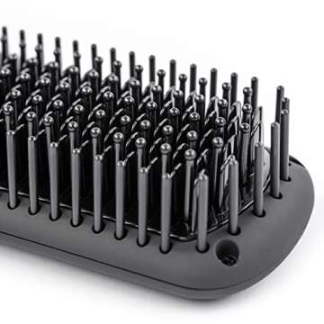 L'ANGE HAIR Le Vite Hair Straightener Brush | Heated Hair Straightening Ceramic Flat Iron for Smooth, Anti Frizz Hair | Dual-Voltage Electric | Hot Brush for Styling (Black)