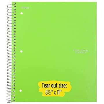 Five Star Spiral Notebooks, 3 Subject, College Ruled Paper, 150 Sheets, 11" x 8-1/2", Assorted Colors, 6 Pack (73479)