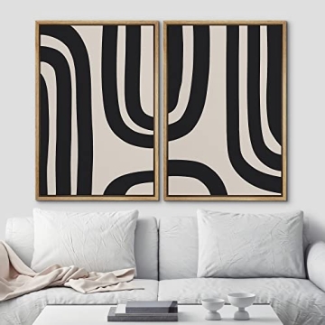 Ashbrook Modern Canvas Wall Art Black and Gray Geometric