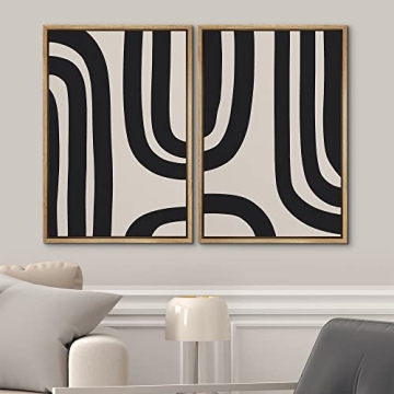 Ashbrook Modern Canvas Wall Art Black and Gray Geometric