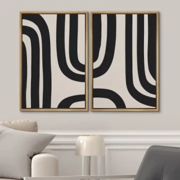 Ashbrook Modern Canvas Wall Art Black and Gray Geometric