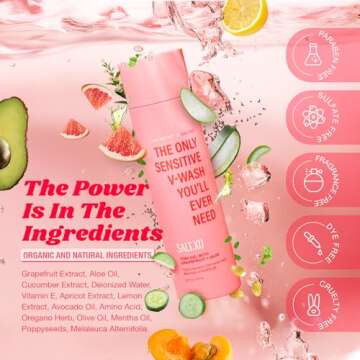 SALT.XO Grapefruit Sensitive Yoni Gel Wash, Intimate Care Gel for Women, Intimate Care Gel for Women, pH Balance V Wash Cruelty-Free, Feminine Hygiene Products (8 Fl Oz)