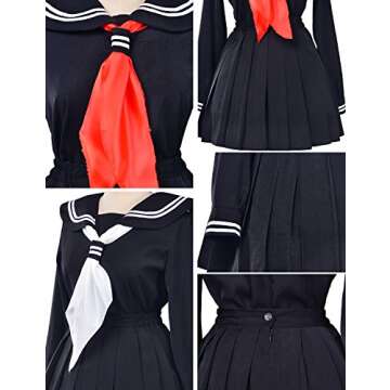 Classic Japanese School Girls Sailor Dress Uniform Set for Cosplay