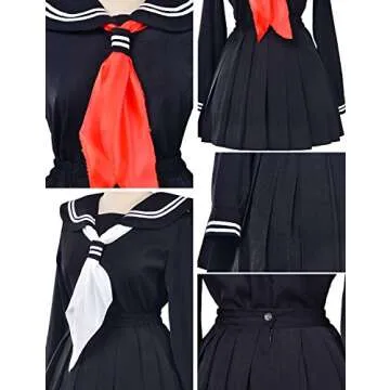 Classic Japanese School Girls Sailor Dress Uniform Set for Cosplay