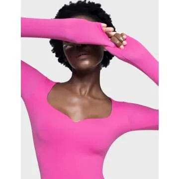 PUMIEY Sexy Long Sleeve Going Out Tops for Women, Blush Medium