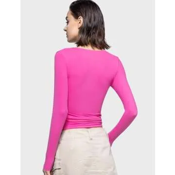 PUMIEY Sexy Long Sleeve Going Out Tops for Women, Blush Medium