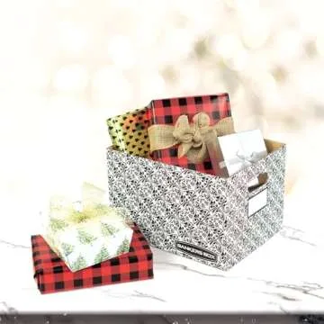 Bankers Box 10 Pack STOR/FILE Decorative Medium-Duty File Storage Boxes, FastFold, Lift-Off Lid, Letter/Legal, Black/White Brocade