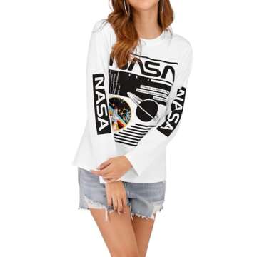 Ezcosplay Crew Neck Long Sleeve NASA T-Shirt - Perfect for Space Lovers