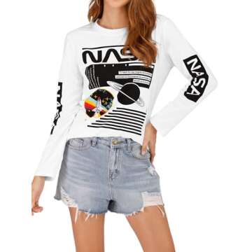 Ezcosplay NASA Long Sleeve T-Shirt for Women - Stylish & Cozy
