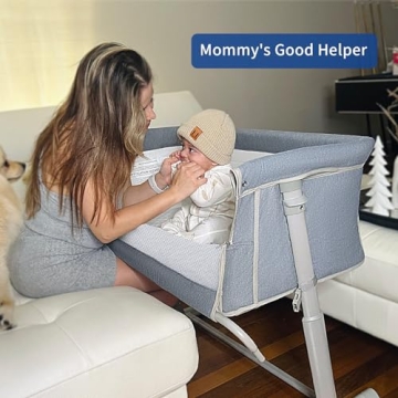 RONBEI Baby Bassinet – Adjustable Bedside Sleeper for Infants