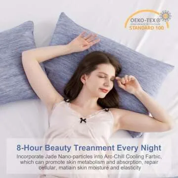 Elegear Cooling Pillow Cases for Hot Sleepers, Japanese Q-Max 0.45 Cooling Pillowcases, Both Sides[Cooling/Cotton], Breathable Soft Pillowcase for Hair and Skin, Set of 2-Blue (Standard (20" x 26"))