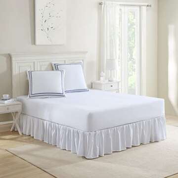 Laura Ashley Cotton 2 Piece Pillow Sham Set, Farmhouse Home Décor, Euro, Stitched Vine Blue