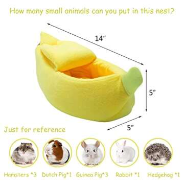 Hollypet Warm Small Pet Animals Bed Dutch Pig Hamster Cotton Nest Hedgehog Rat Chinchilla Guinea Habitat Mini House, Yellow Banana