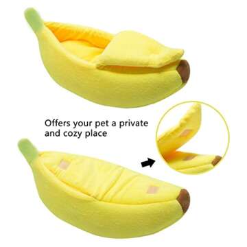 Hollypet Warm Small Pet Animals Bed Dutch Pig Hamster Cotton Nest Hedgehog Rat Chinchilla Guinea Habitat Mini House, Yellow Banana