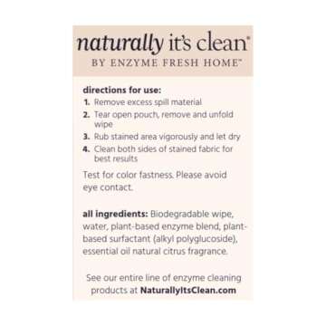 Naturally It's Clean Stain Eraser, Natural Enzymes Based/Biodegradable Instant Stain Removal, Spot W...