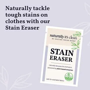 Naturally It's Clean Stain Eraser, Natural Enzymes Based/Biodegradable Instant Stain Removal, Spot Wipe Removes Wine, Coffee, Soda, Spills, Odor on Clothes, Bags, 60 Count (Pack of 1)